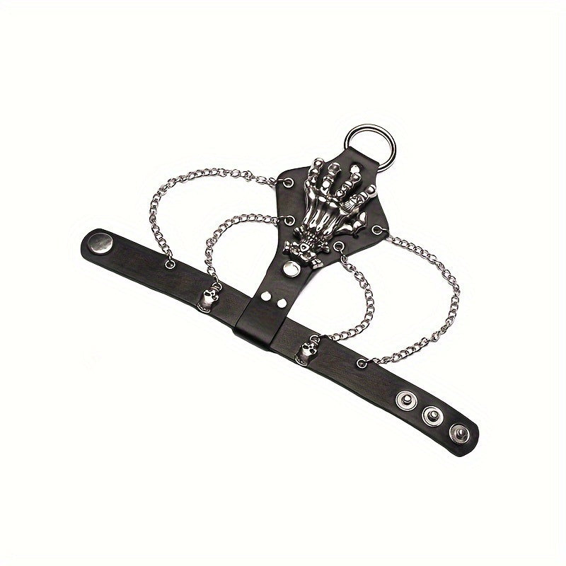 Wholesale punk rivet skull bracelet for men